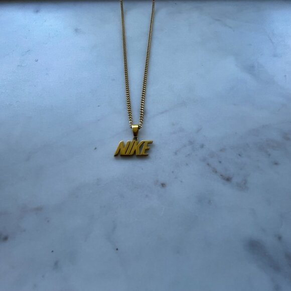 Gold NIKE Necklace - 20" Thin Chain - Gold Plated Stainless Steel - Easter - Picture 3 of 4